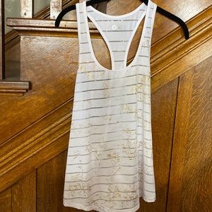 Zyia Active White Stay Gold Reflective Havana Tank. Large. EUC.